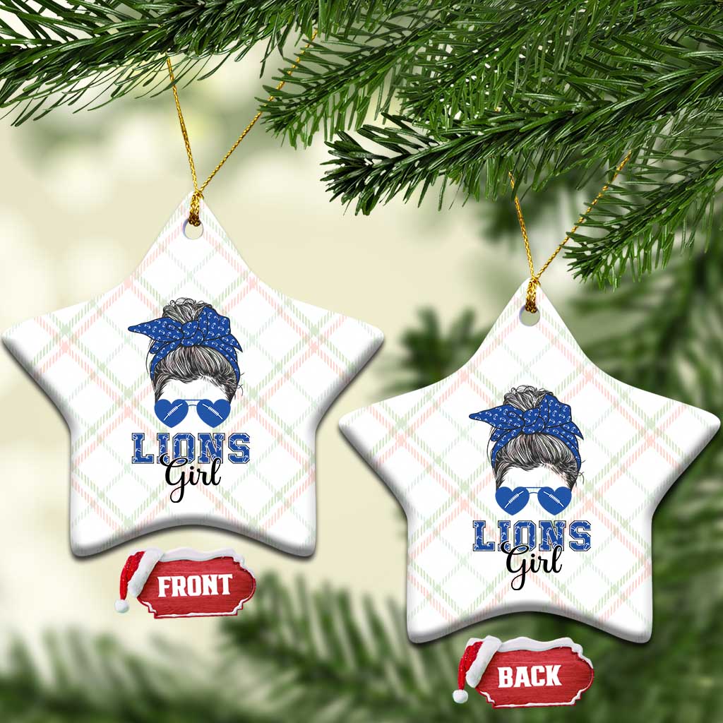 Lions Girl Messy Bun Ceramic Ornament Funny Sports Fan Team TS02 Print Your Wear
