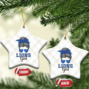 Lions Girl Ceramic Ornament Messy Bun Funny Sports Fan Team TS02 Print Your Wear