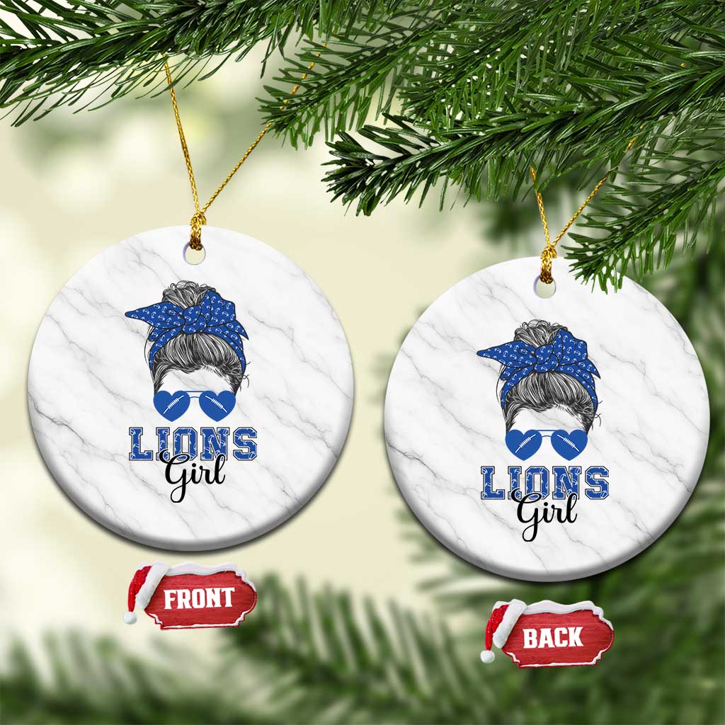 Lions Girl Messy Bun Ceramic Ornament Funny Sports Fan Team TS02 1pc White Marble Print Your Wear