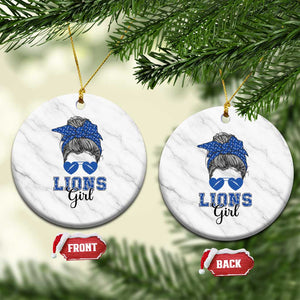 Lions Girl Ceramic Ornament Messy Bun Funny Sports Fan Team TS02 1pc White Marble Print Your Wear
