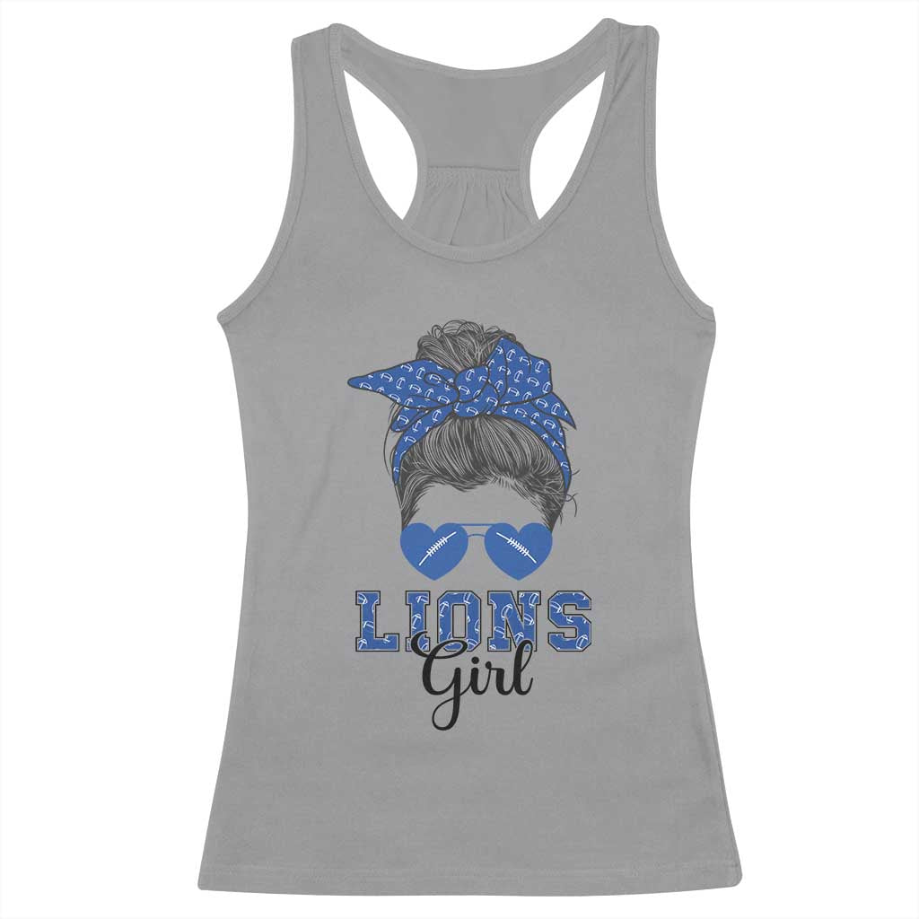 Lions Girl Messy Bun Racerback Tank Top Funny Sports Fan Team TS02 Sport Gray Print Your Wear