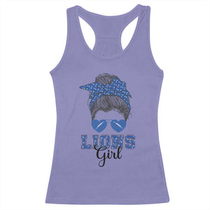 Lions Girl Messy Bun Racerback Tank Top Funny Sports Fan Team TS02 Violet Print Your Wear