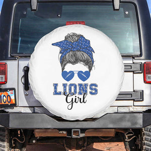 Lions Girl Messy Bun Spare Tire Cover Funny Sports Fan Team TS02 No hole White Print Your Wear