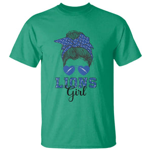 Lions Girl Messy Bun T Shirt Funny Sports Fan Team TS02 Irish Green Print Your Wear