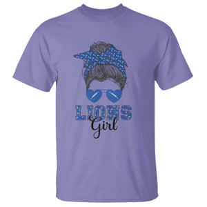 Lions Girl Messy Bun T Shirt Funny Sports Fan Team TS02 Violet Print Your Wear