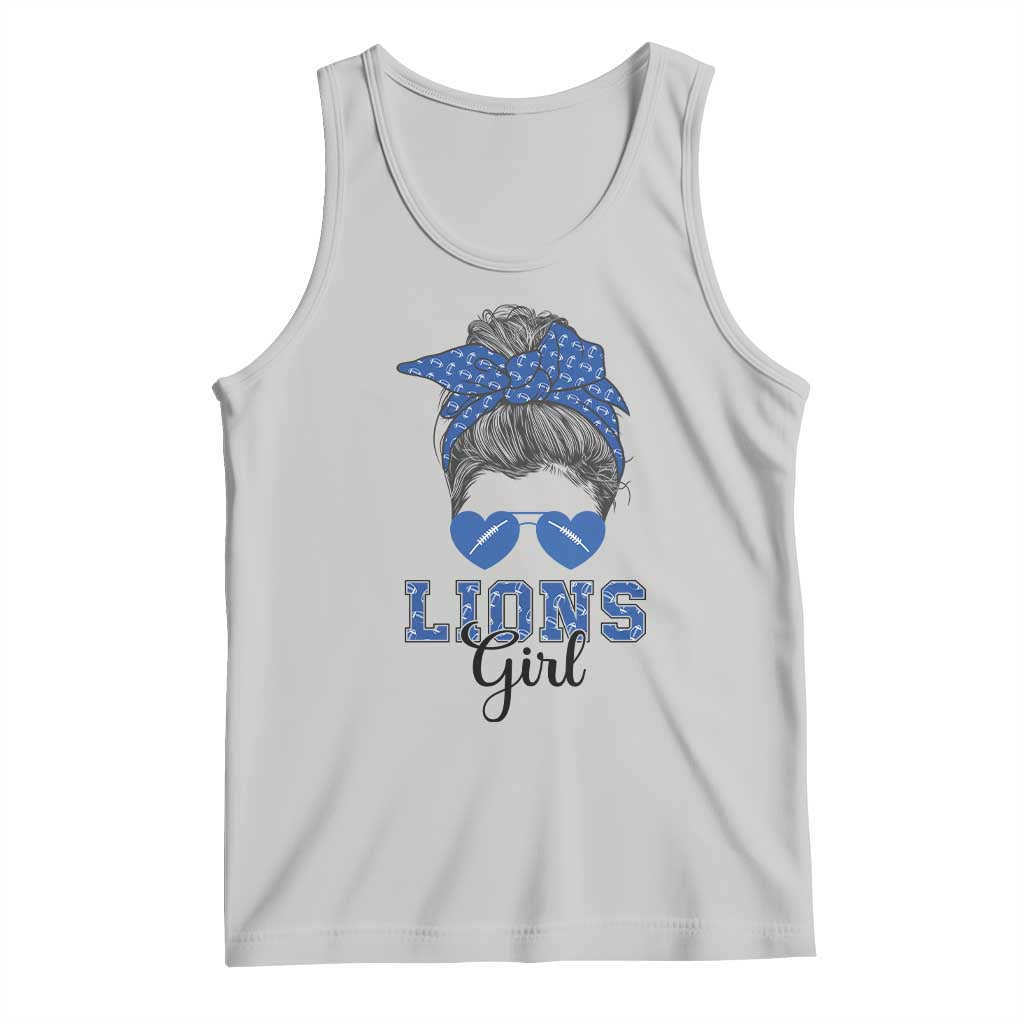 Lions Girl Messy Bun Tank Top Funny Sports Fan Team TS02 Ash Print Your Wear