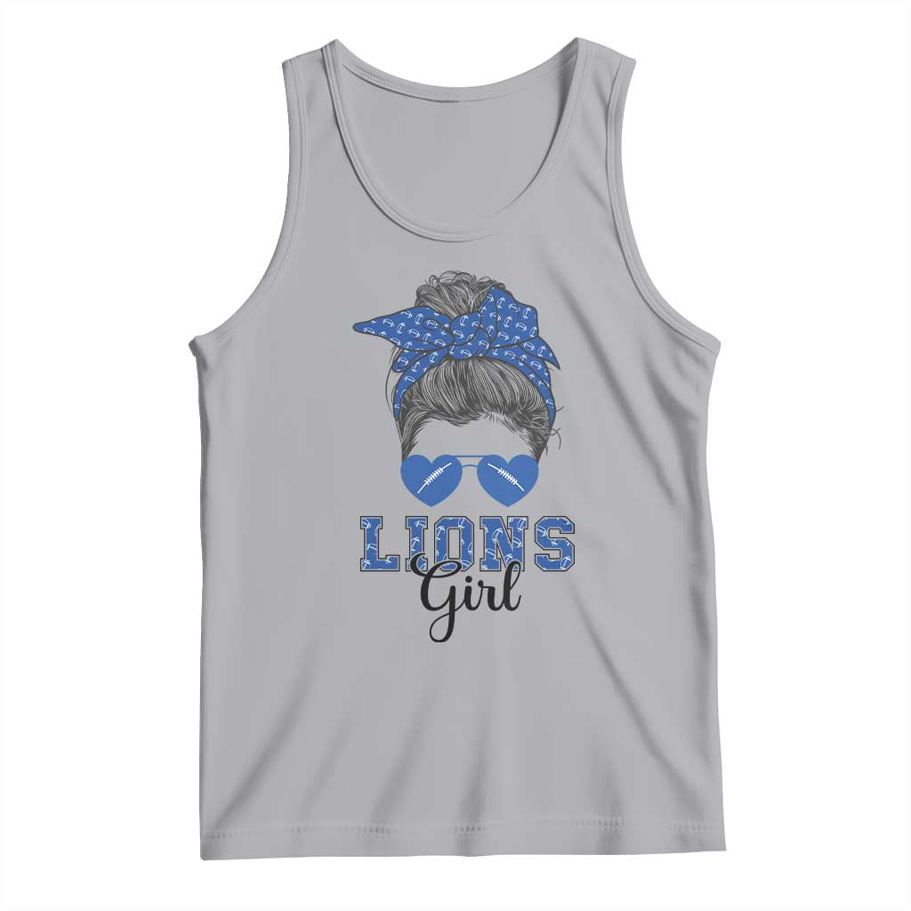 Lions Girl Messy Bun Tank Top Funny Sports Fan Team TS02 Athletic Heather Print Your Wear
