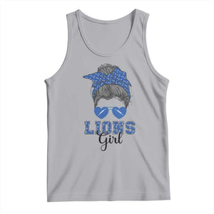 Lions Girl Messy Bun Tank Top Funny Sports Fan Team TS02 Athletic Heather Print Your Wear