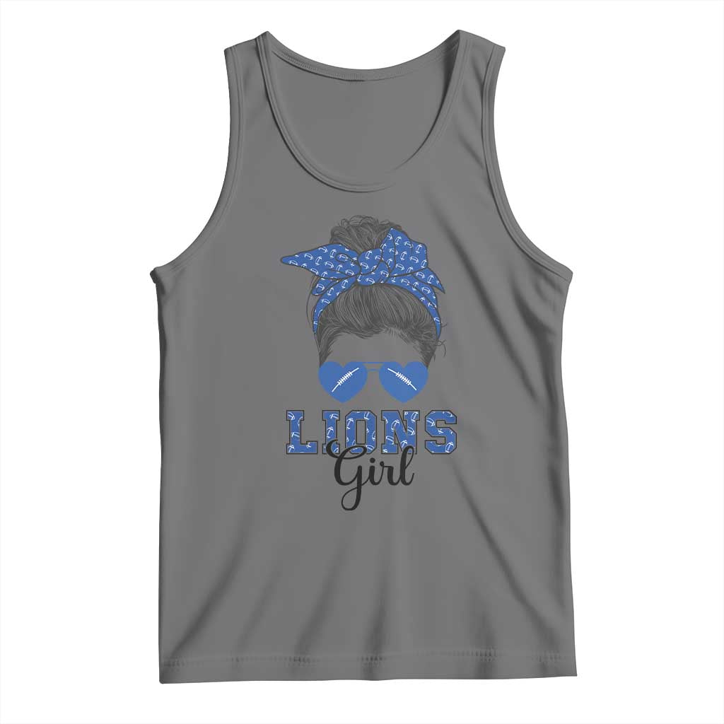 Lions Girl Messy Bun Tank Top Funny Sports Fan Team TS02 Black Heather Print Your Wear