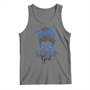 Lions Girl Tank Top Messy Bun Funny Sports Fan Team TS02 Black Heather Print Your Wear