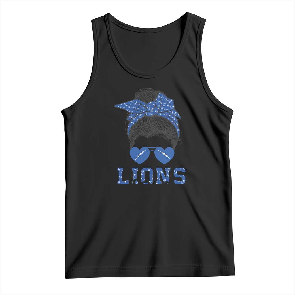 Lions Girl Messy Bun Tank Top Funny Sports Fan Team TS02 Black Print Your Wear
