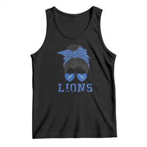 Lions Girl Messy Bun Tank Top Funny Sports Fan Team TS02 Black Print Your Wear