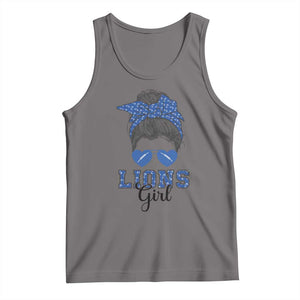 Lions Girl Messy Bun Tank Top Funny Sports Fan Team TS02 Deep Heather Print Your Wear