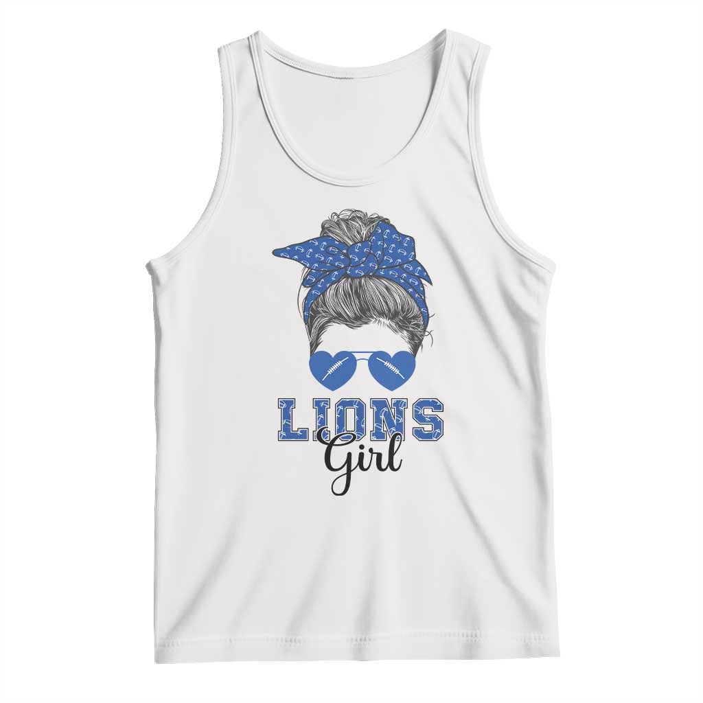 Lions Girl Messy Bun Tank Top Funny Sports Fan Team TS02 White Print Your Wear
