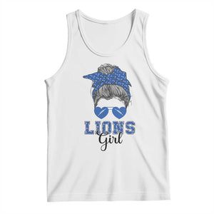 Lions Girl Messy Bun Tank Top Funny Sports Fan Team TS02 White Print Your Wear