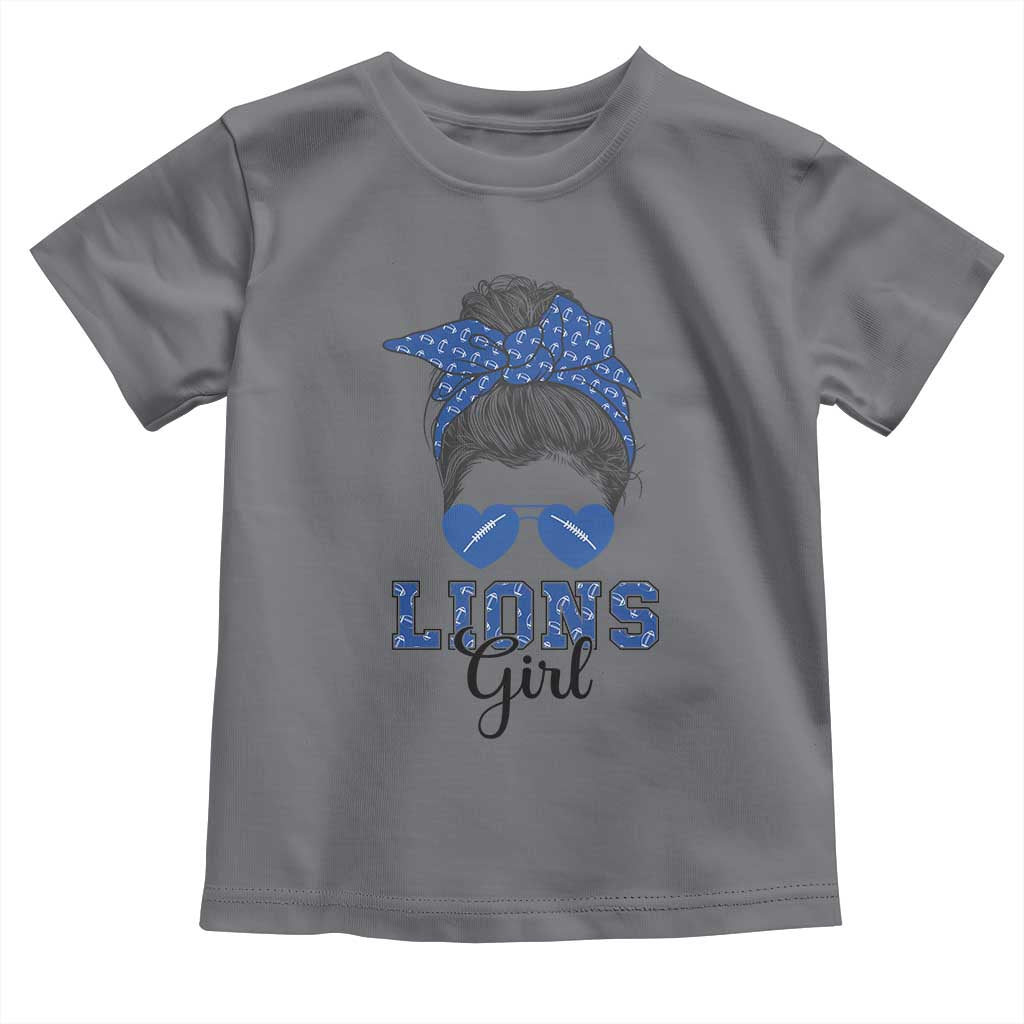 Lions Girl Messy Bun Toddler T Shirt Funny Sports Fan Team TS02 Charcoal Print Your Wear