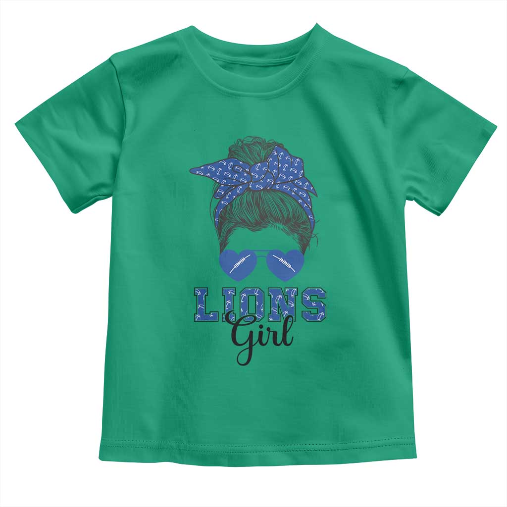 Lions Girl Messy Bun Toddler T Shirt Funny Sports Fan Team TS02 Irish Green Print Your Wear