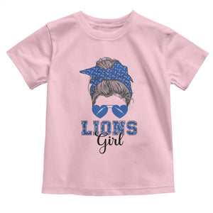 Lions Girl Messy Bun Toddler T Shirt Funny Sports Fan Team TS02 Light Pink Print Your Wear