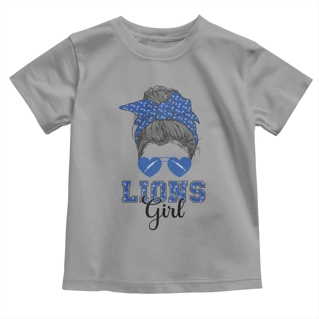 Lions Girl Messy Bun Toddler T Shirt Funny Sports Fan Team TS02 Sport Gray Print Your Wear