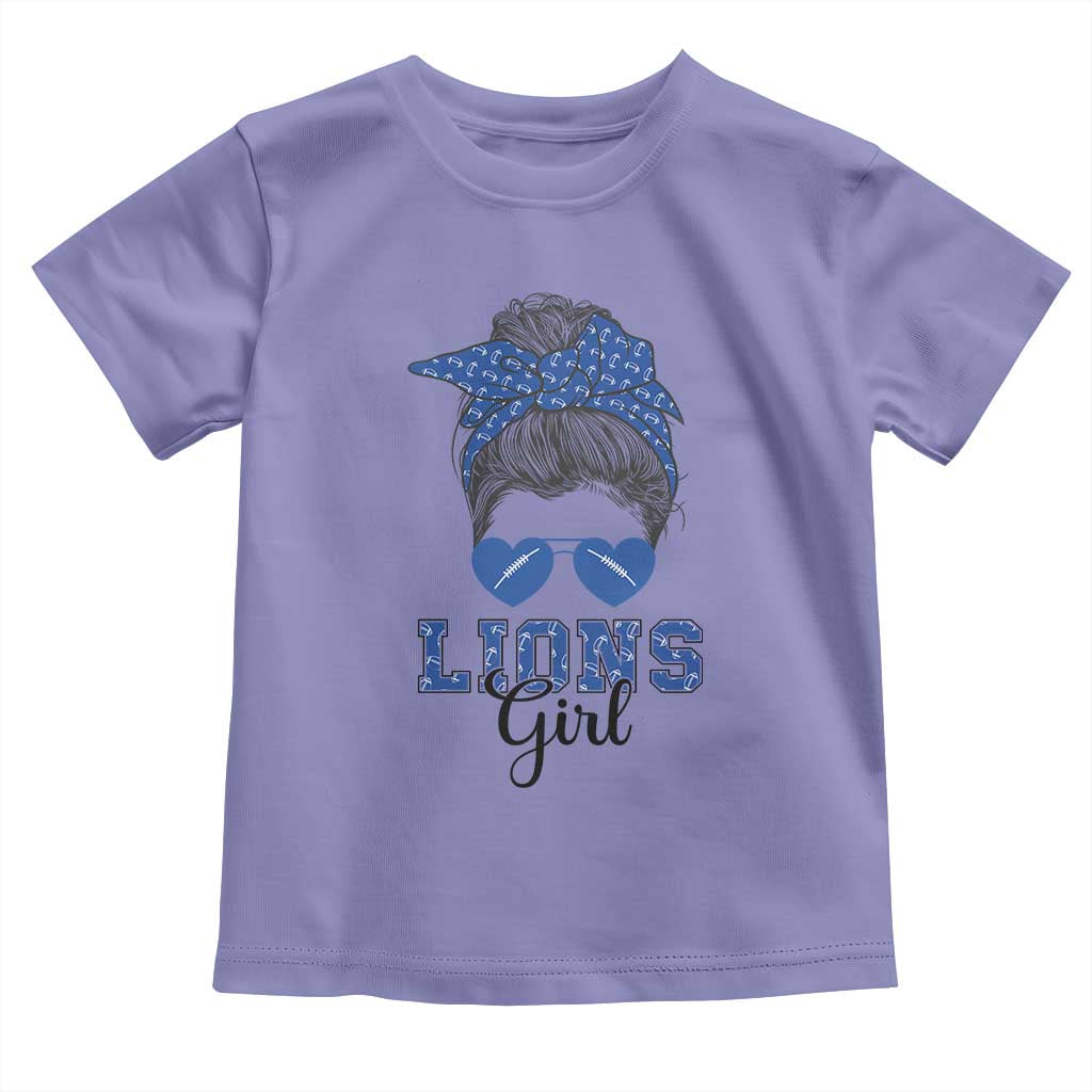Lions Girl Messy Bun Toddler T Shirt Funny Sports Fan Team TS02 Violet Print Your Wear