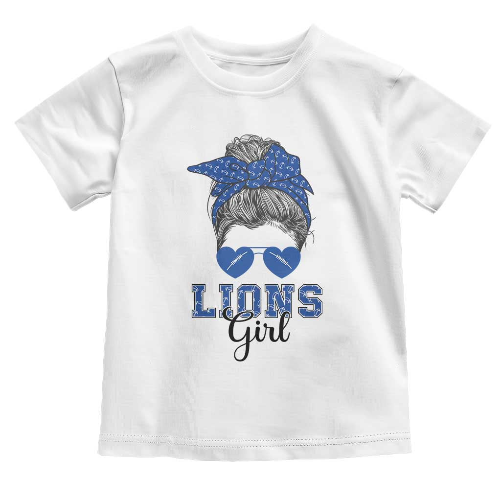 Lions Girl Messy Bun Toddler T Shirt Funny Sports Fan Team TS02 White Print Your Wear