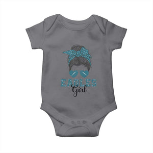 Eagles Girl Messy Bun Baby Onesie Funny Sports Fan Team TS02 Charcoal Print Your Wear