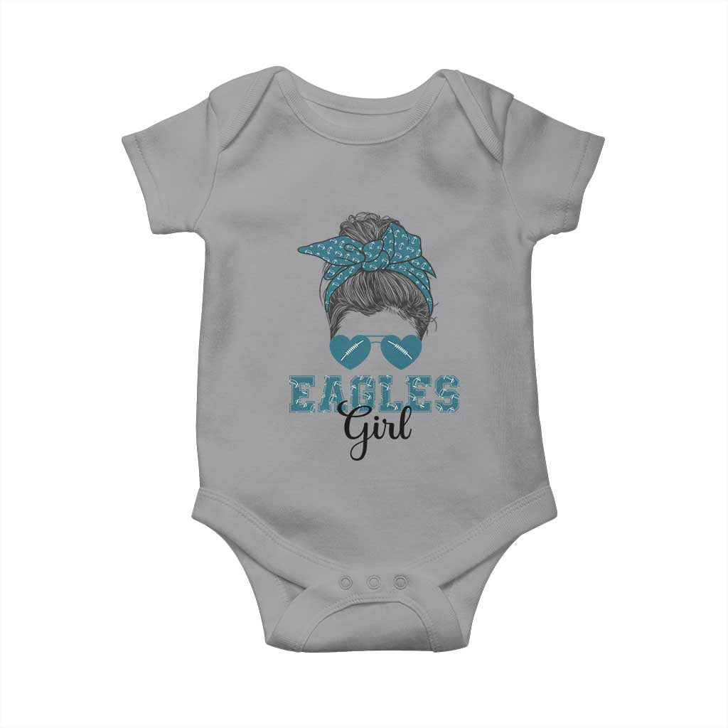 Eagles Girl Baby Onesie Messy Bun Funny Sports Fan Team TS02 Sport Gray Print Your Wear