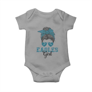 Eagles Girl Baby Onesie Messy Bun Funny Sports Fan Team TS02 Sport Gray Print Your Wear
