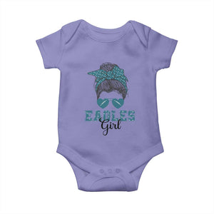 Eagles Girl Messy Bun Baby Onesie Funny Sports Fan Team TS02 Violet Print Your Wear