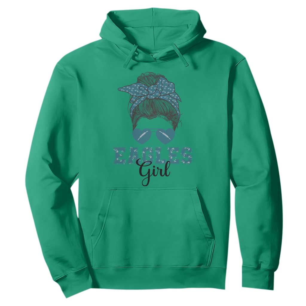 Eagles Girl Messy Bun Hoodie Funny Sports Fan Team TS02 Irish Green Print Your Wear