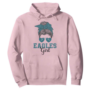 Eagles Girl Messy Bun Hoodie Funny Sports Fan Team TS02 Light Pink Print Your Wear