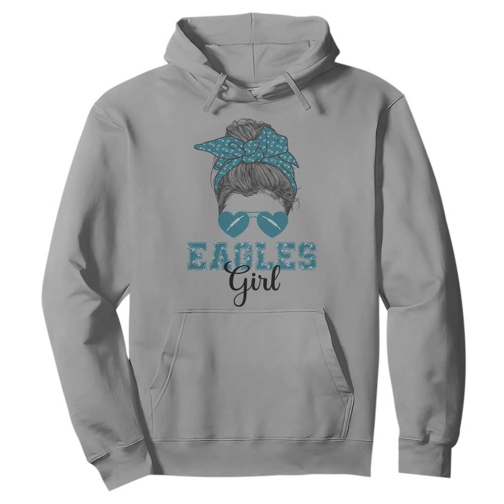 Eagles Girl Messy Bun Hoodie Funny Sports Fan Team TS02 Sport Gray Print Your Wear