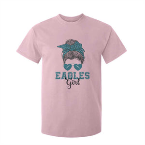 Eagles Girl Messy Bun T Shirt For Kid Funny Sports Fan Team TS02 Light Pink Print Your Wear