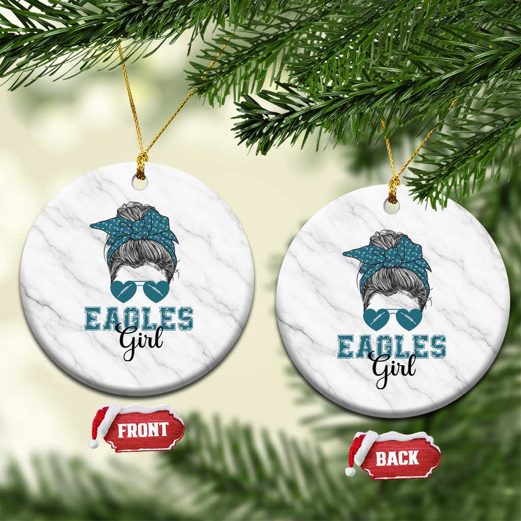 Eagles Girl Messy Bun Ceramic Ornament Funny Sports Fan Team TS02 1pc White Marble Print Your Wear