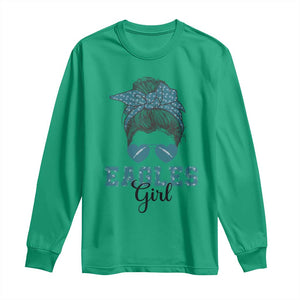 Eagles Girl Messy Bun Long Sleeve Shirt Funny Sports Fan Team TS02 Irish Green Print Your Wear