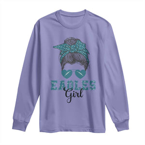 Eagles Girl Messy Bun Long Sleeve Shirt Funny Sports Fan Team TS02 Violet Print Your Wear
