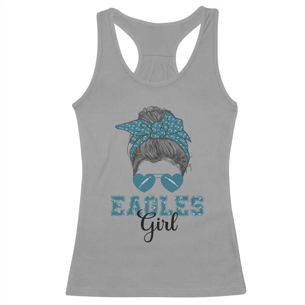 Eagles Girl Messy Bun Racerback Tank Top Funny Sports Fan Team TS02 Sport Gray Print Your Wear