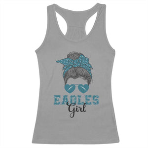 Eagles Girl Messy Bun Racerback Tank Top Funny Sports Fan Team TS02 Sport Gray Print Your Wear