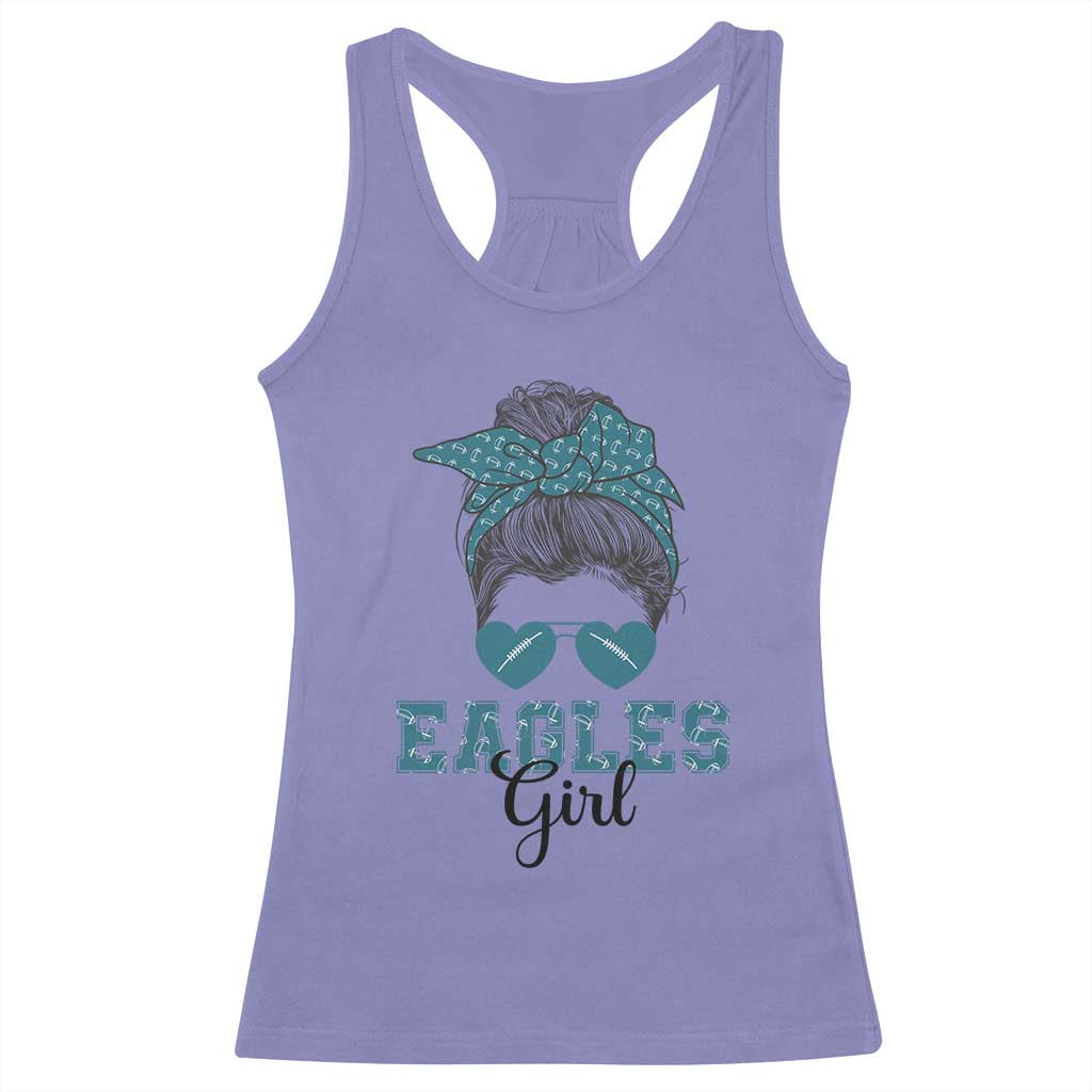Eagles Girl Messy Bun Racerback Tank Top Funny Sports Fan Team TS02 Violet Print Your Wear