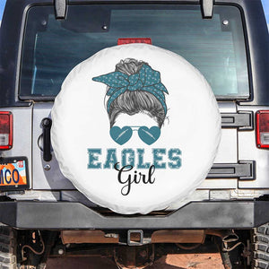 Eagles Girl Spare Tire Cover Messy Bun Funny Sports Fan Team TS02 No hole White Print Your Wear