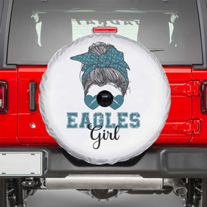 Eagles Girl Spare Tire Cover Messy Bun Funny Sports Fan Team TS02 White Print Your Wear