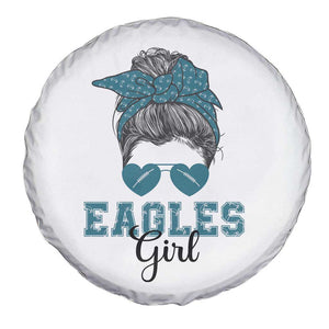 Eagles Girl Spare Tire Cover Messy Bun Funny Sports Fan Team TS02 Print Your Wear