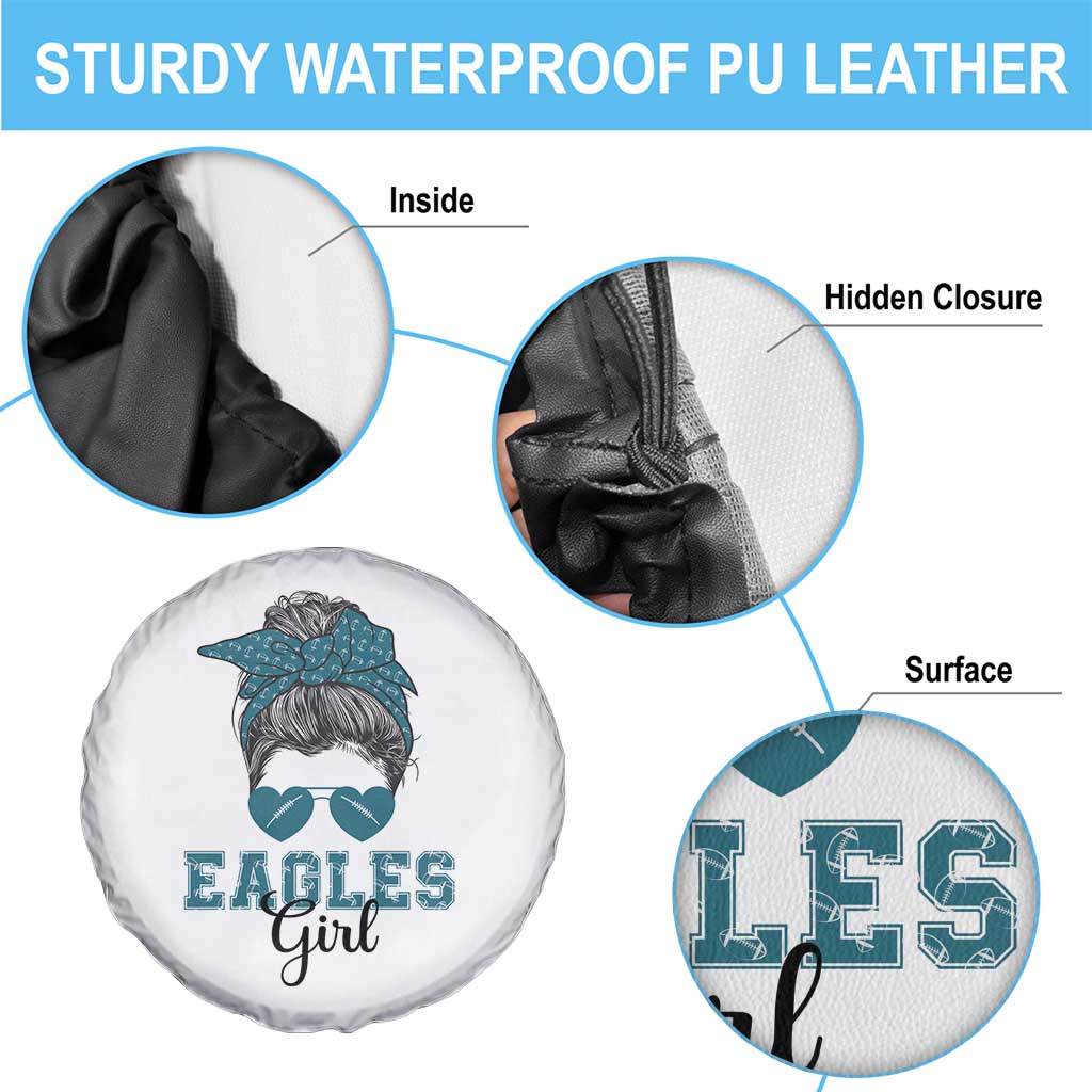 Eagles Girl Messy Bun Spare Tire Cover Funny Sports Fan Team TS02 Print Your Wear