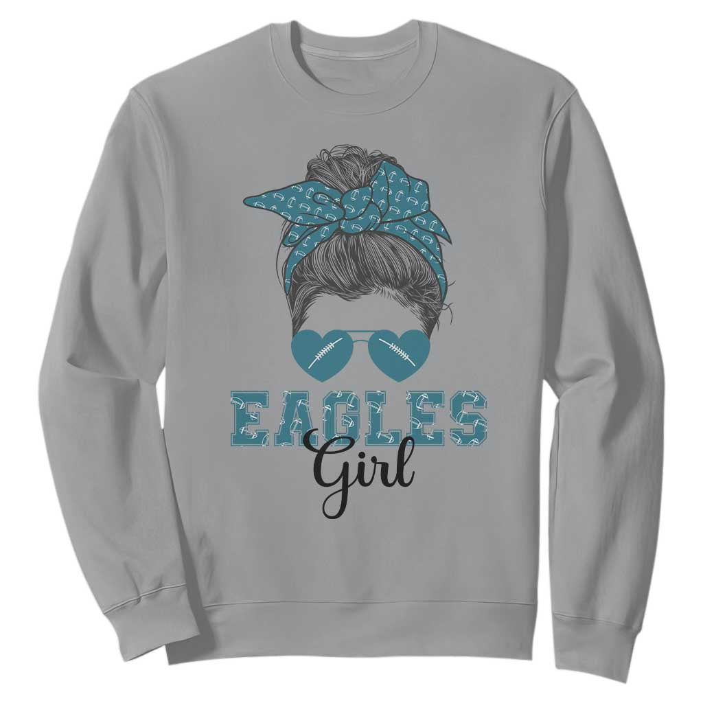 Eagles Girl Messy Bun Sweatshirt Funny Sports Fan Team TS02 Sport Gray Print Your Wear