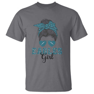 Eagles Girl Messy Bun T Shirt Funny Sports Fan Team TS02 Charcoal Print Your Wear