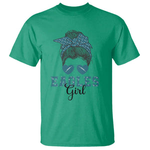 Eagles Girl Messy Bun T Shirt Funny Sports Fan Team TS02 Irish Green Print Your Wear