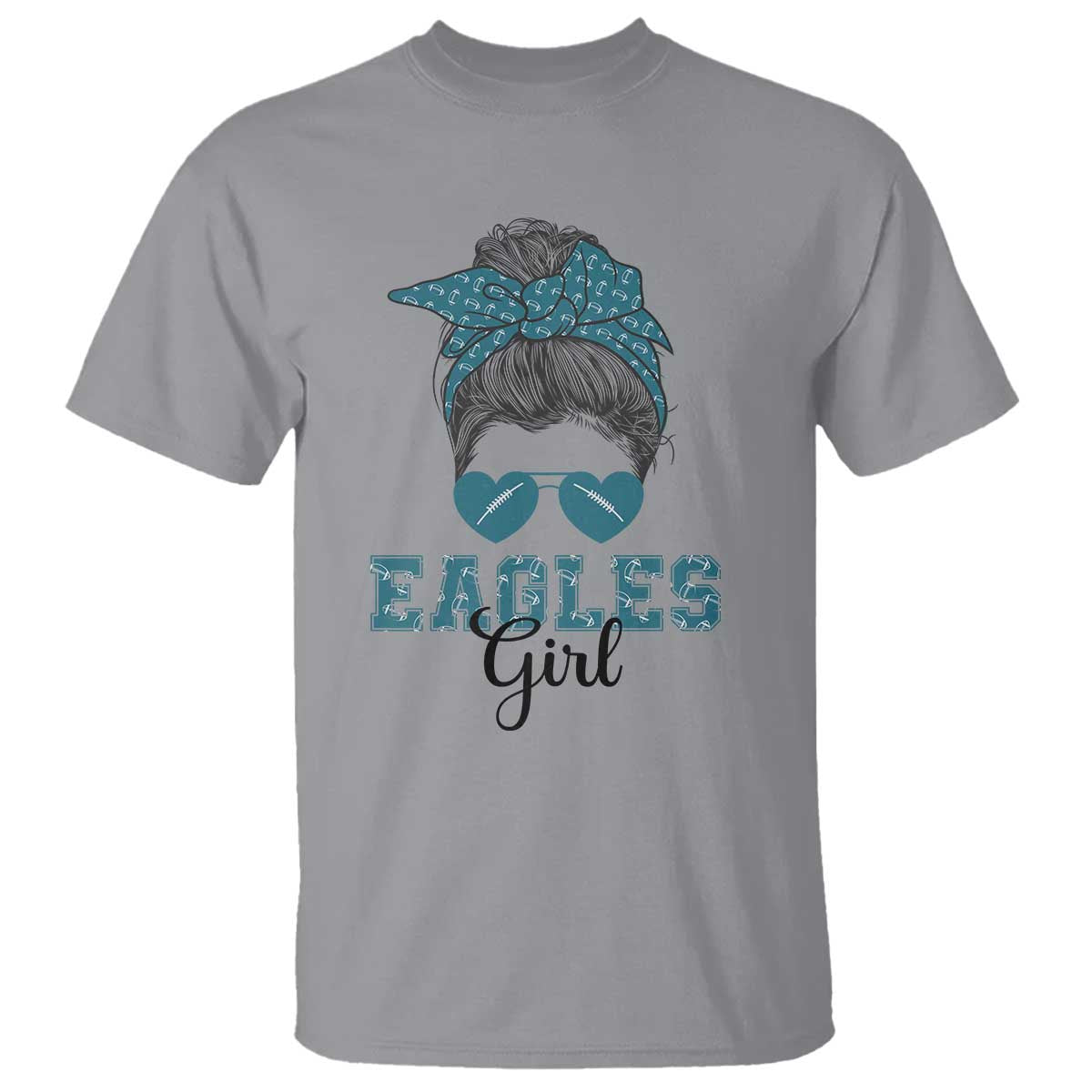 Eagles Girl Messy Bun T Shirt Funny Sports Fan Team TS02 Sport Gray Print Your Wear