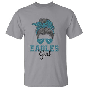 Eagles Girl Messy Bun T Shirt Funny Sports Fan Team TS02 Sport Gray Print Your Wear