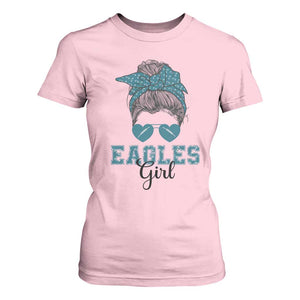 Eagles Girl Messy Bun T Shirt For Women Funny Sports Fan Team TS02 Light Pink Print Your Wear