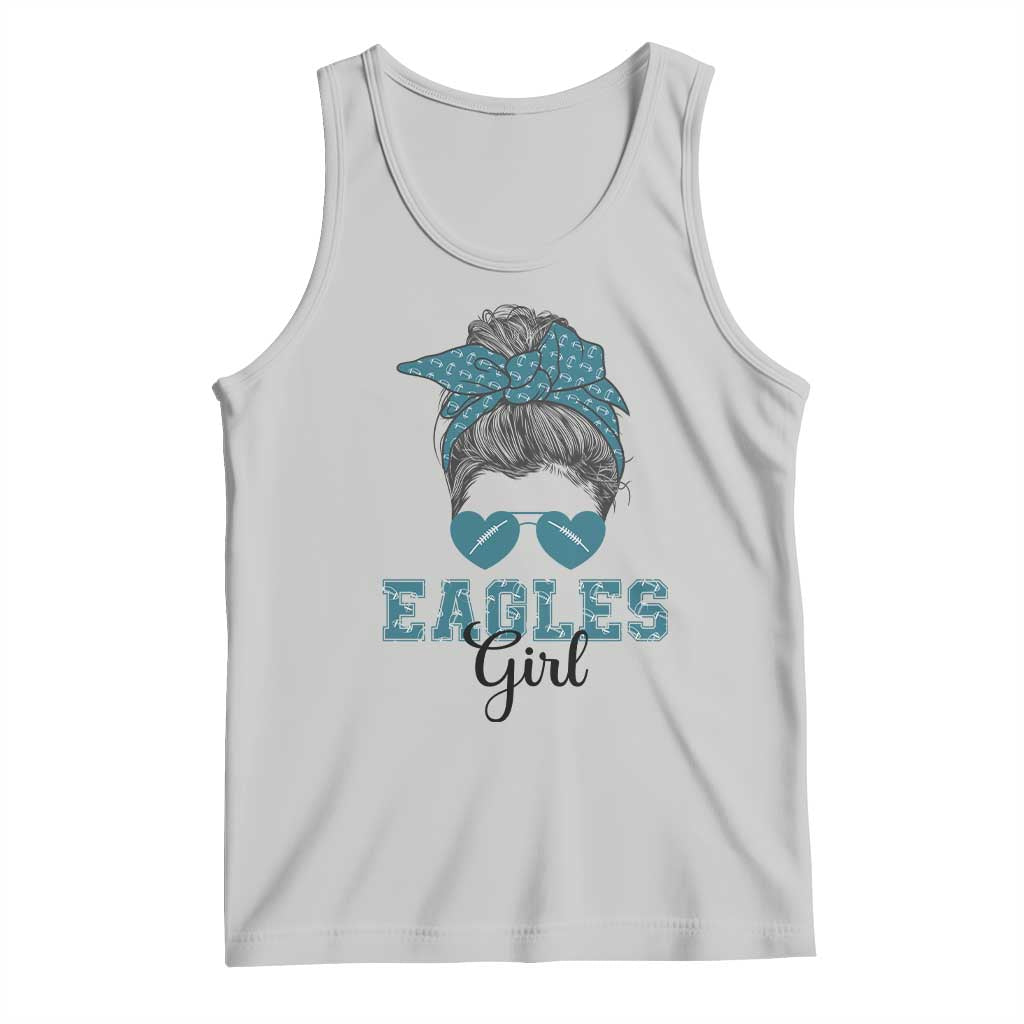 Eagles Girl Messy Bun Tank Top Funny Sports Fan Team TS02 Ash Print Your Wear